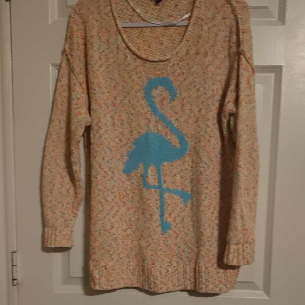 Torrid Multicolor Sweater with Blue Flamingo